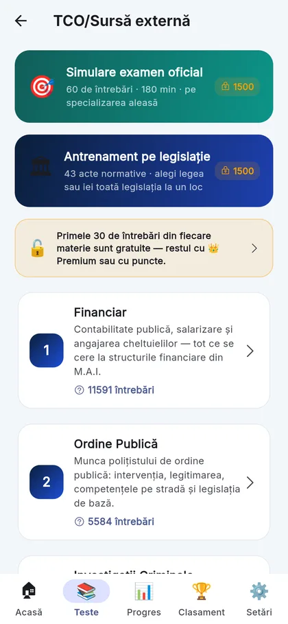Specializările TCO, fiecare cu materia ei de antrenament